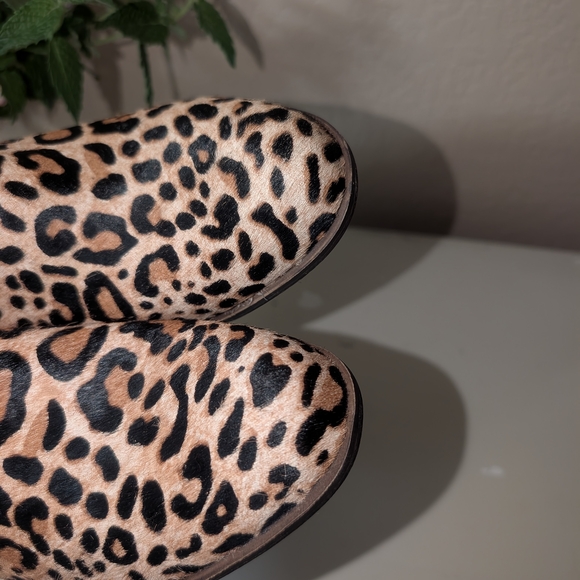 Lucky Brand Ankle Boots Burklee Tan Black Leopard Print Calf Hair Booties Sz 9 - Picture 9 of 10